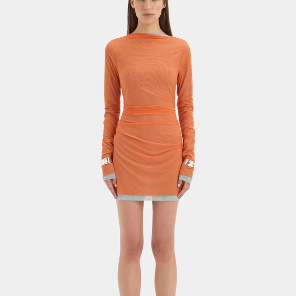 SIR the label Dresses & Skirts - SIR the label Orange Mini Dress with Silver Trim